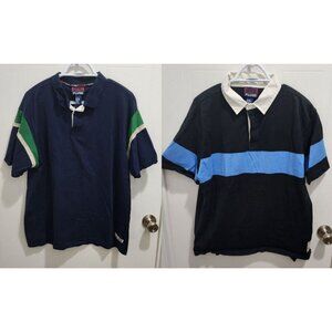 Lot of 2 PLUGG Rugby Preppy Short Sleeve Polo Shirts Size XL 100% Cotton